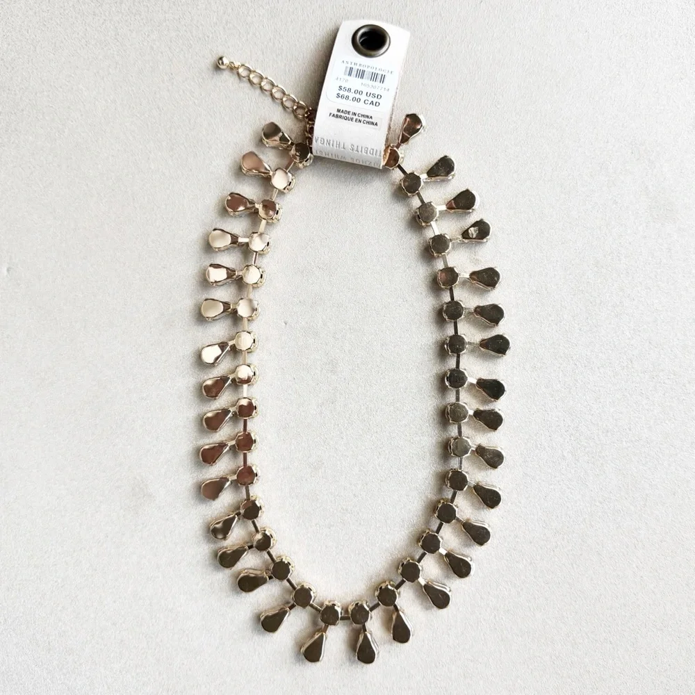 Anthropologie Clear Rhinestone Teardrop Necklace - Picture 5 of 16